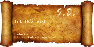 Irk Dávid névjegykártya